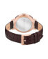 ფოტო #2 პროდუქტის Women's Floral Dial Brown Genuine Leather Strap Watch, 38mm