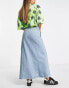 Reclaimed Vintage maxi denim skirt with rips