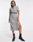 Фото #1 товара ASOS DESIGN short sleeve shirt midi dress with belt in mono check