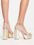 Stradivarius chunky platform heeled sandal in gold