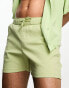 ASOS DESIGN skinny shorts in shorter length in green