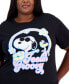 ფოტო #3 პროდუქტის Trendy Plus Size Snoopy Groovy Cotton T-Shirt