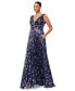 Women's Metallic Printed V-Neck Sleeveless Gown