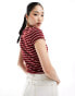 Фото #2 товара ASOS DESIGN striped baby t-shirt in burgundy