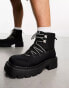 Фото #4 товара Truffle Collection chunky hiker boots with bungee cord detail in black