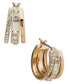 Фото #1 товара Gold-Tone Extra-Small Crystal Triple-Split Hoop Earrings, 0.47"