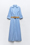 Фото #5 товара Платье-рубашка из смесового льна с поясом ZARA