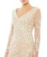 Фото #5 товара Women's Embroidered V Neck Long Sleeve Trumpet Gown