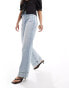 River Island wide leg jean with pocket detail in lightwash blue hellblaue Waschung, EU 46 Short - фото #3