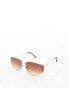 River Island slim cateye sunglasses in gold