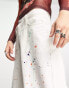 COLLUSION x014 paint splatter baggy jeans in white