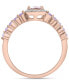 ფოტო #3 პროდუქტის Morganite (1/3 ct. t.w.), Rose de France Amethyst (1/3 ct. t.w.) & Diamond Halo Ring in 14k Rose Gold