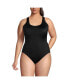 Фото #3 товара Plus Size Chlorine Resistant X-Back High Leg Soft Cup Tugless Sporty One Piece Swimsuit