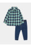 Фото #1 товара Костюм для малышей LC WAIKIKI Гомбик и джинсы в клетку 2-прасечный комплект