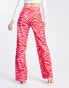 Фото #4 товара NA-KD x Janka Polliana co-ord high waist tailored trousers in pink zebra