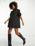 Фото #4 товара River Island baloon sleeve smock mini shirt dress in black