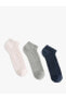 3'lü Patik Çorap Seti Dokulu Çok Renkli