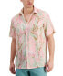 Men's Hero Short Sleeve Button Front Palm Print Linen Shirt, Created for Macy's
