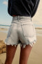Trf high-waist denim ripped shorts
