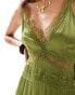 Never Fully Dressed lace bodice maxi dress in olive Зеленый, 44 - фото #4