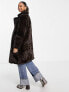 Vero Moda longline faux fur coat in brown