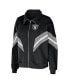 Women's Black Las Vegas Raiders Plus Size Yarn Dye Stripe Full-Zip Jacket