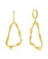 Gold Plated Over Sterling Silver Twisted Triangle Design Dangle Earrings