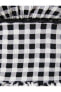 Kareli Crop Bluz Askılı Dantel Detaylı Fırfırlı Slim Fit