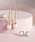 ფოტო #5 პროდუქტის Cultured Freshwater Pearl (9-10mm) Threader Earrings in 14k Gold