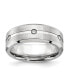 Фото #1 товара Cobalt Brushed and Polished with CZ Beveled Band Ring