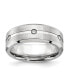 ფოტო #1 პროდუქტის Cobalt Brushed and Polished with CZ Beveled Band Ring