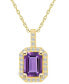 ფოტო #1 პროდუქტის Amethyst (1-5/8 Ct. T.W.) and Diamond (1/4 Ct. T.W.) Halo Pendant Necklace in 14K Yellow Gold