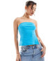 Фото #1 товара Kaiia ribbed bandeau top in bright blue