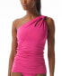 Фото #1 товара Carmen Marc Valvo 300531 Women's One-Shoulder Cutout Tankini Top Size S