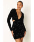Фото #1 товара Womens Kelly Long Sleeve Sequin Mini Dress