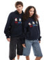 Фото #1 товара ASOS DESIGN Disney unisex oversized texture hoodie with Huey, Dewey and Louie prints and embroidery in navy