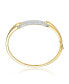 Sterling Silver 14k Yellow Gold Plated with Cubic Zirconia French Pave Geometric Link Bangle Bracelet