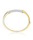 ფოტო #2 პროდუქტის Sterling Silver 14k Yellow Gold Plated with Cubic Zirconia French Pave Geometric Link Bangle Bracelet