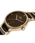 ფოტო #2 პროდუქტის Unisex Swiss Automatic Centrix Diamond (1/20 ct. t.w.) Brown High-Tech Ceramic & Rose Gold PVD Bracelet Watch 39mm