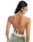 Фото #6 товара ASOS DESIGN knitted beach bandeau crop top co-ord in green stripe