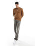 Tommy Hilfiger rectangular structure crew neck jumper in desert khaki