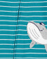 Baby 1-Piece Striped Whale 100% Snug Fit Cotton Footie Pajamas 18M