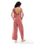 Фото #2 товара ASOS DESIGN cami washed jersey jumpsuit with pocket detail in rose pink