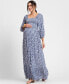 ფოტო #1 პროდუქტის Women's Maternity Crepe Shirred Bodice Maxi Dress