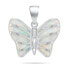 Delicate silver pendant Butterfly with white opal PT136W