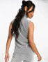 Vila high neck sleeveless glitter top co-ord in silver