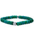 ფოტო #1 პროდუქტის Green Turquoise Bead Stretch Bracelet in Sterling Silver
