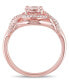 Morganite and Diamond (1/5 ct. t.w.) Halo Crossover Ring in 18k Rose Gold Over Silver