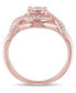 ფოტო #2 პროდუქტის Morganite and Diamond (1/5 ct. t.w.) Halo Crossover Ring in 18k Rose Gold Over Silver