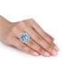 ფოტო #2 პროდუქტის Blue Topaz (22 ct. t.w.) and Diamond (7/8 ct. t.w.) Double Halo Ring in 14k White Gold